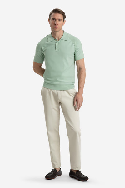 Willow Green Polyamide Knitted Polo Shirt