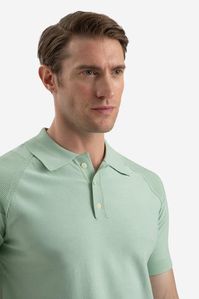 Willow Green Polyamide Knitted Polo Shirt