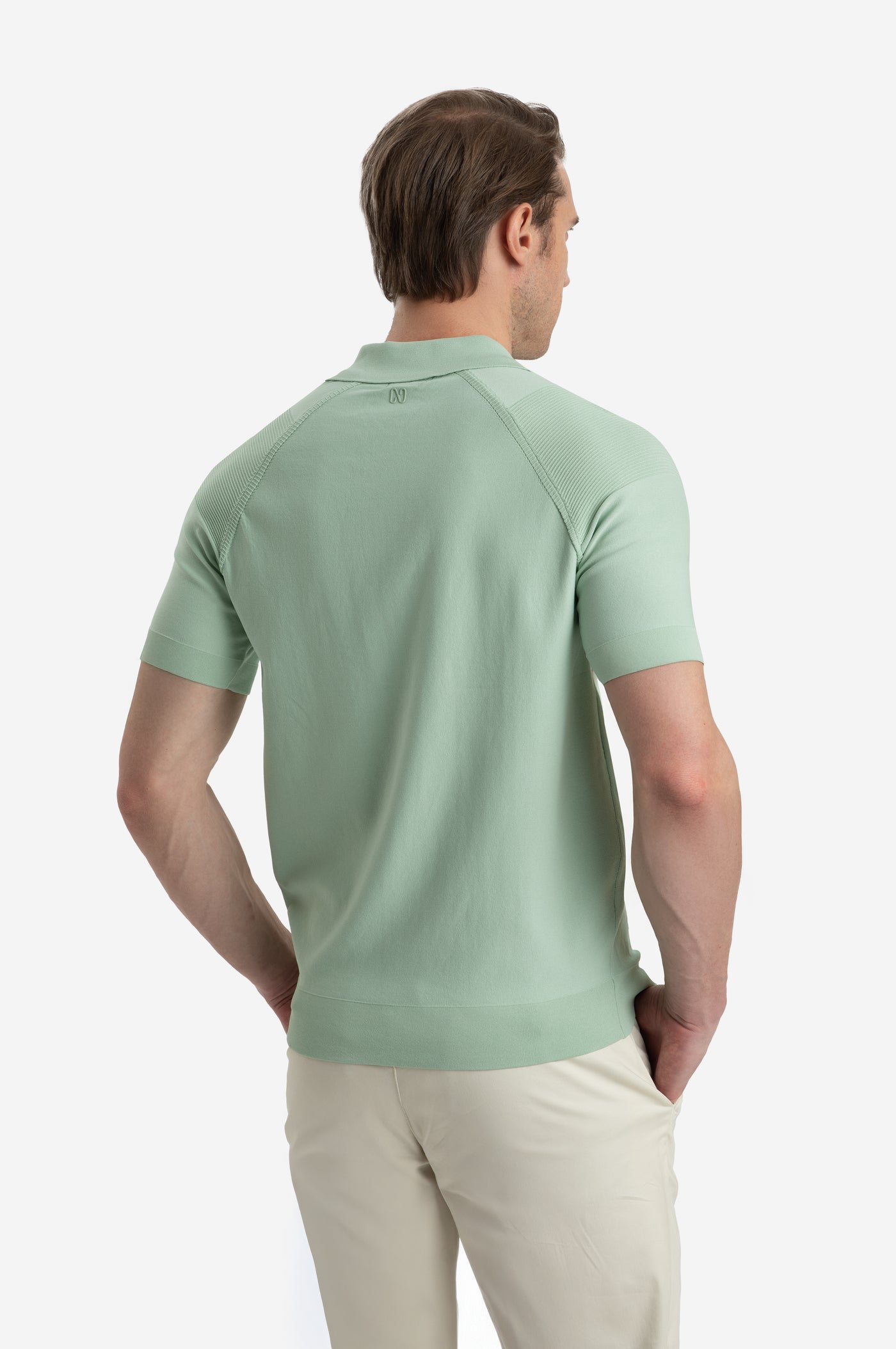 Willow Green Polyamide Knitted Polo Shirt