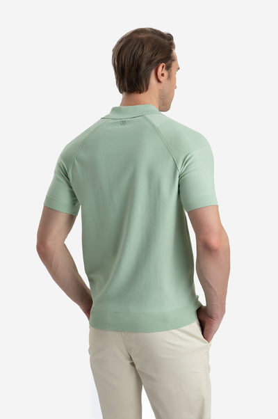 Willow Green Polyamide Knitted Polo Shirt