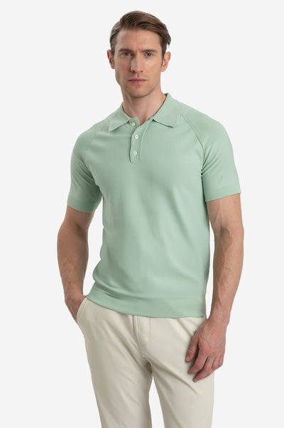 Willow Green Polyamide Knitted Polo Shirt