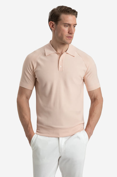 Pale Rose Polyamide Knitted Polo Shirt