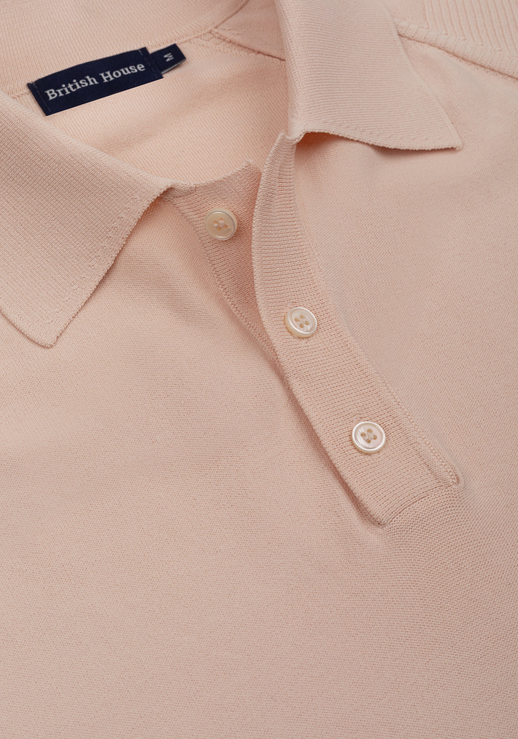 Pale Rose Polyamide Knitted Polo Shirt