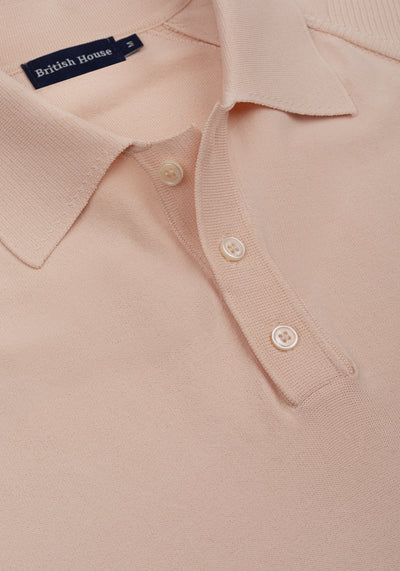 Pale Rose Polyamide Knitted Polo Shirt