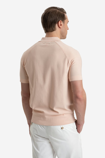 Pale Rose Polyamide Knitted Polo Shirt