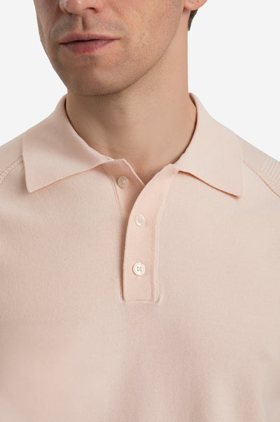Pale Rose Polyamide Knitted Polo Shirt