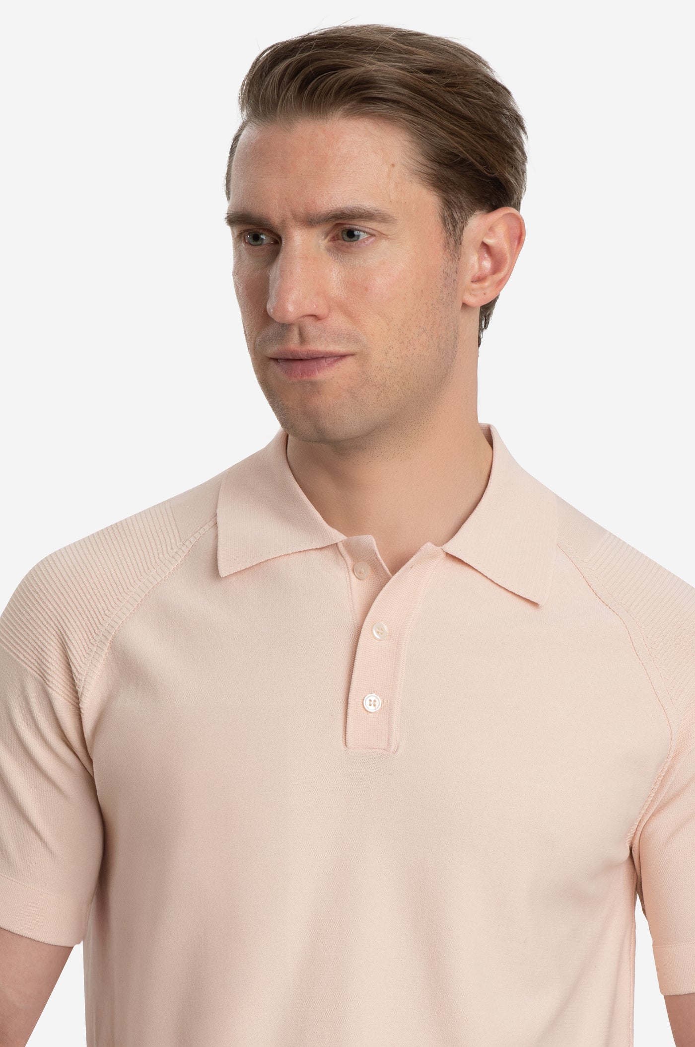 Pale Rose Polyamide Knitted Polo Shirt