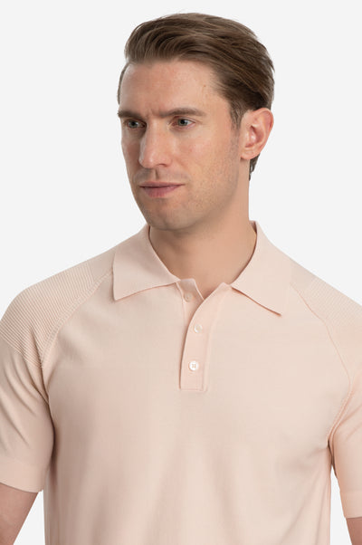 Pale Rose Polyamide Knitted Polo Shirt