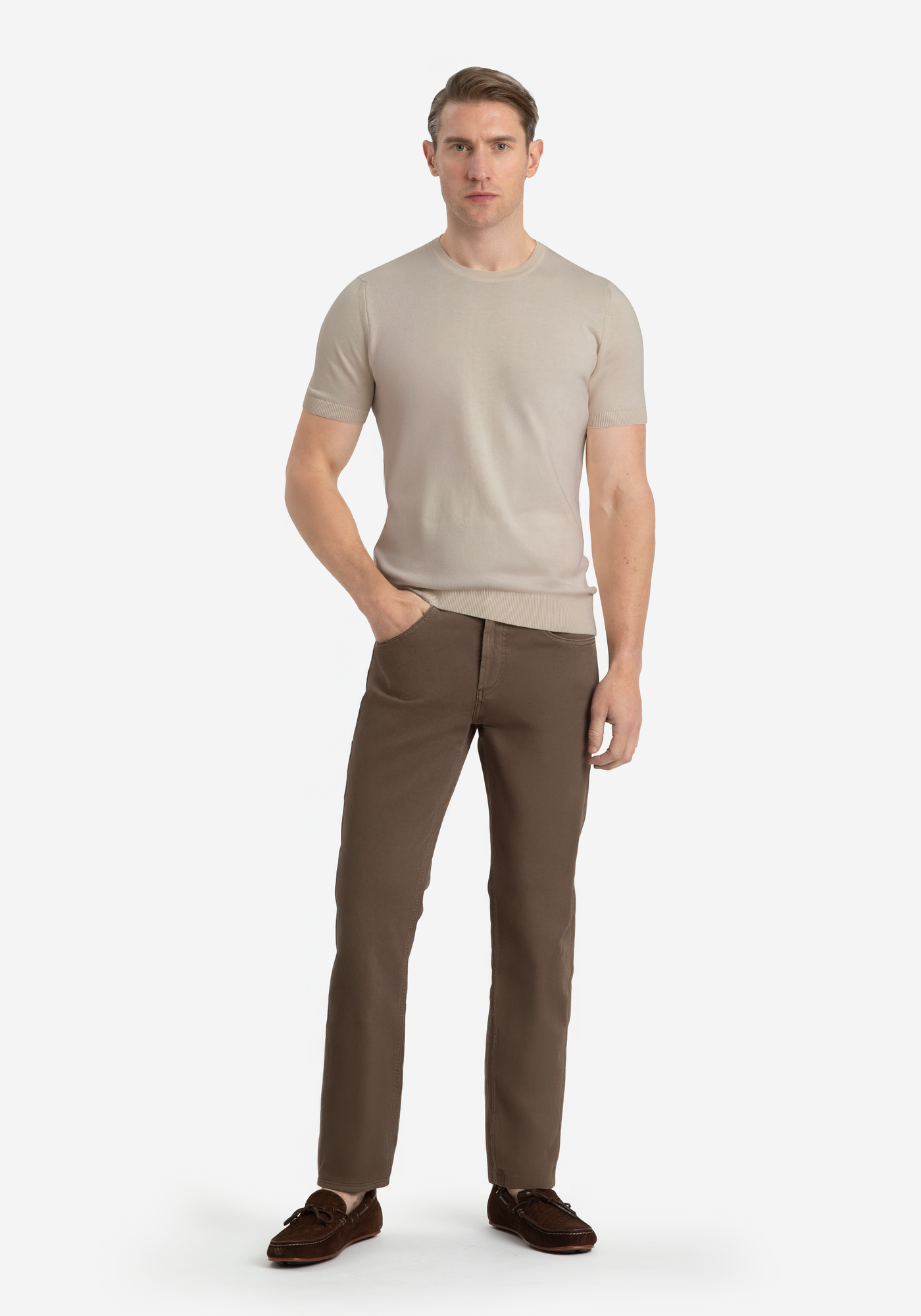 Clay Beige Knitted T-Shirt