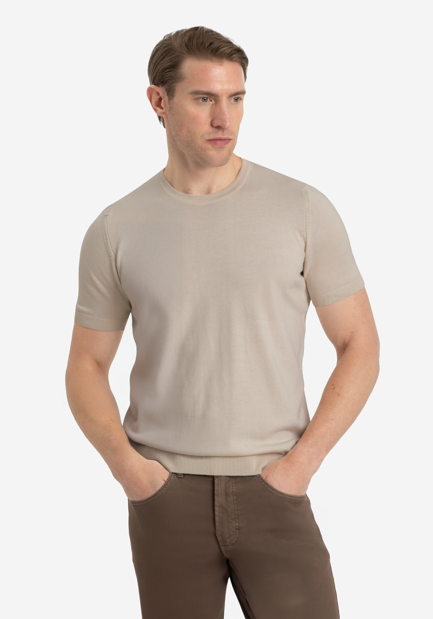 Clay Beige Knitted T-Shirt
