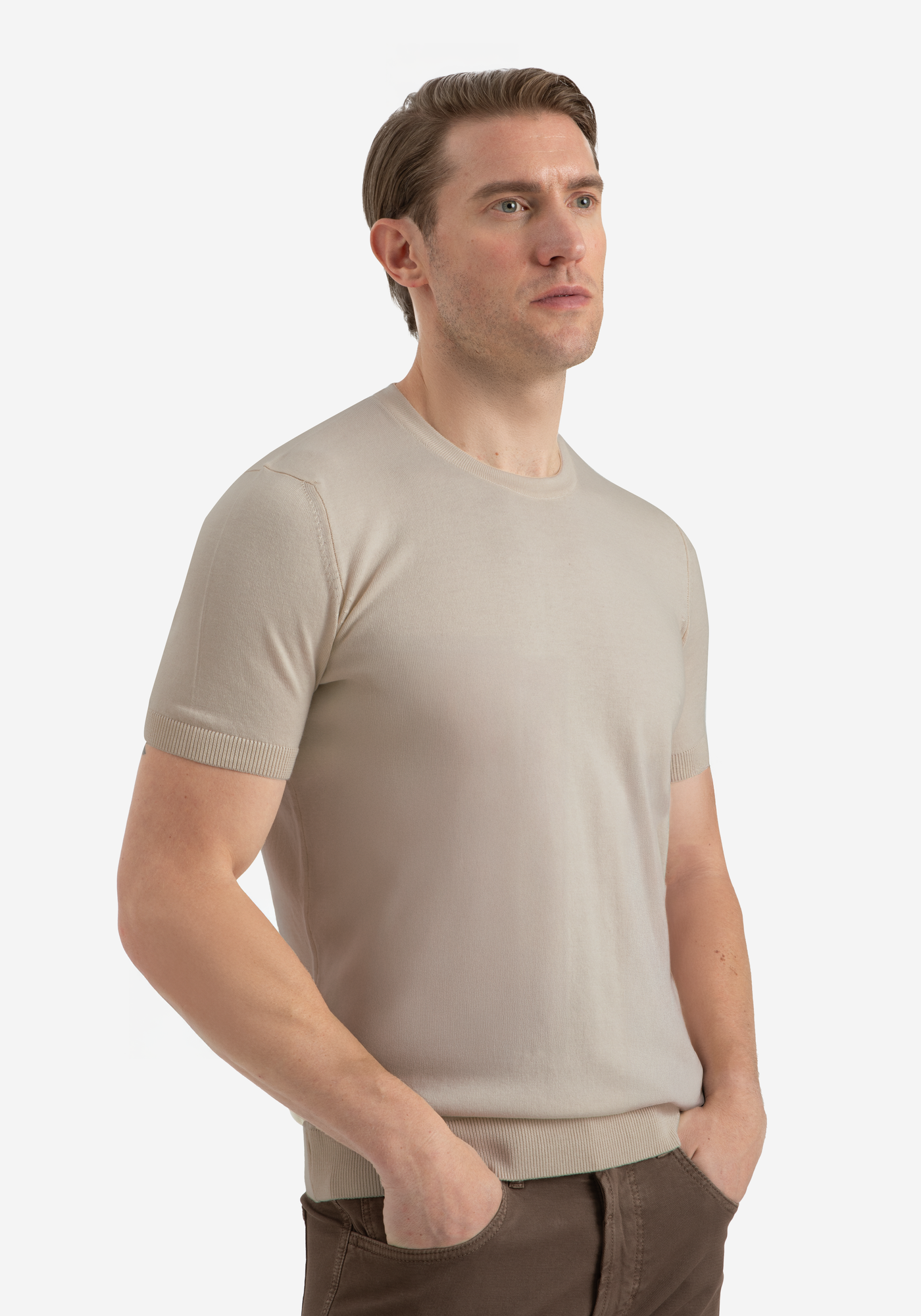 Clay Beige Knitted T-Shirt