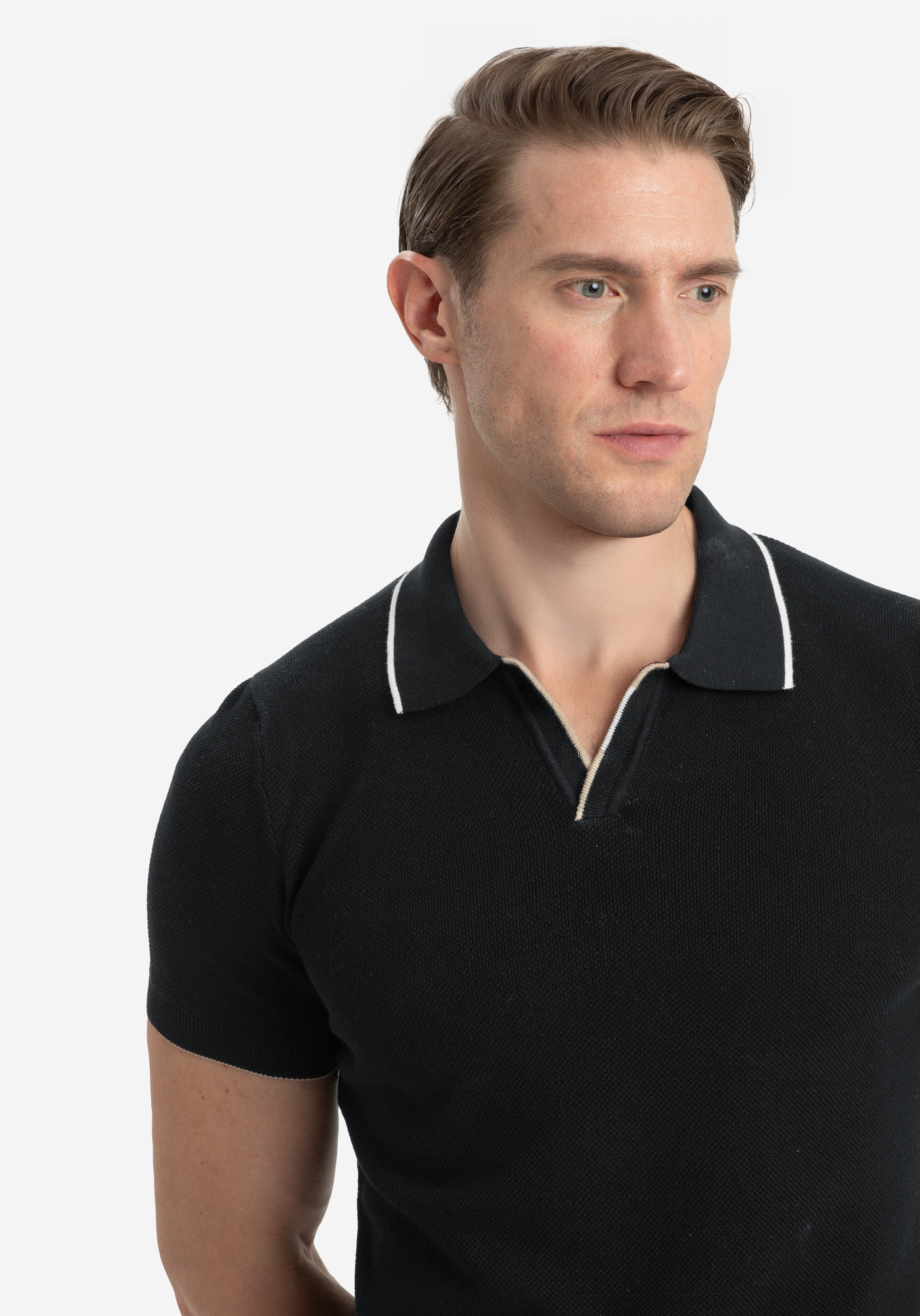 Raven Black Knitted Polo Shirt