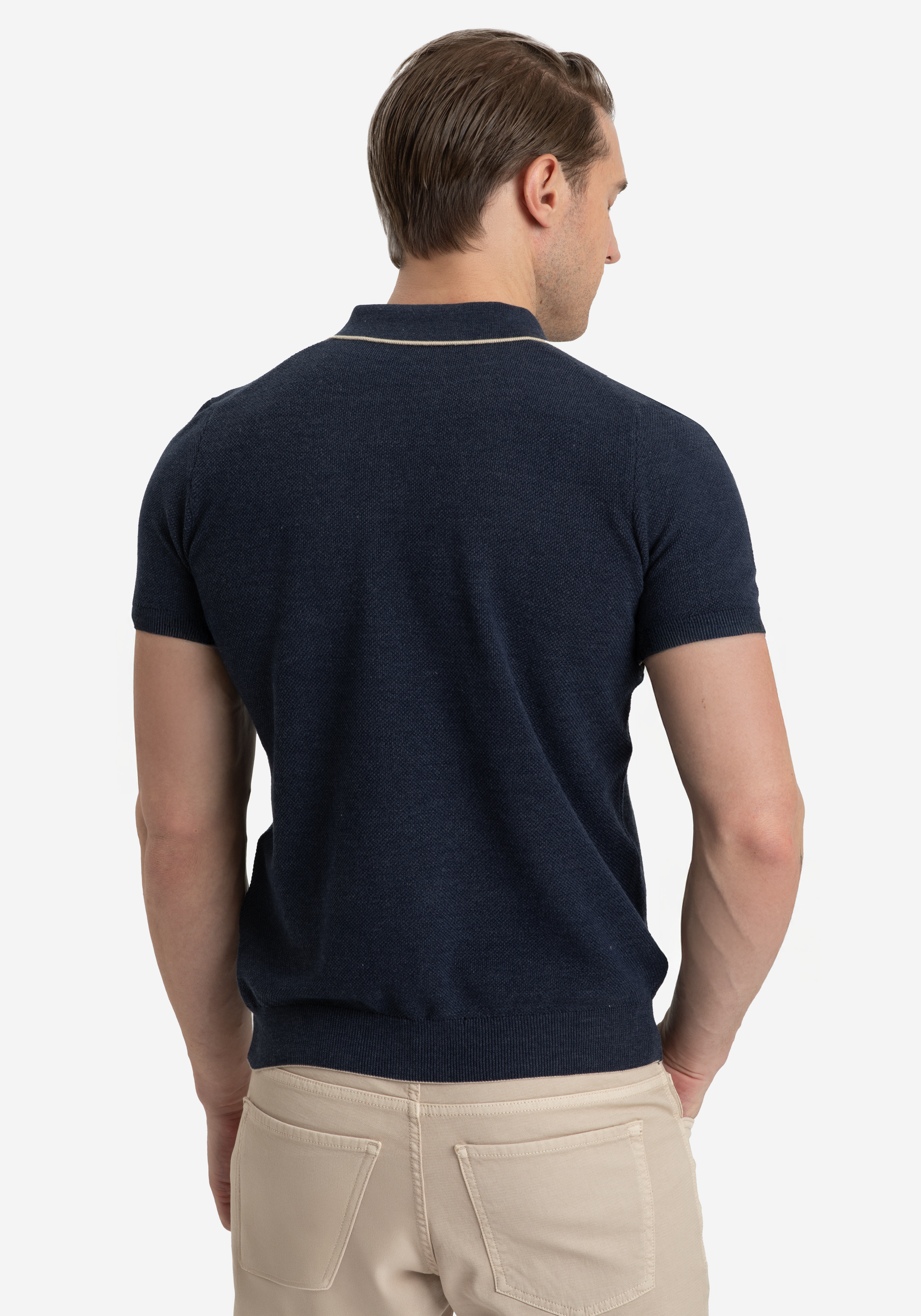 Mineral Navy Knitted Polo Shirt