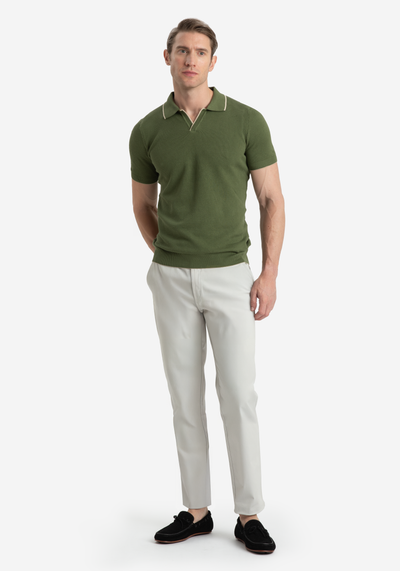 Forest Olive Knitted Polo Shirt