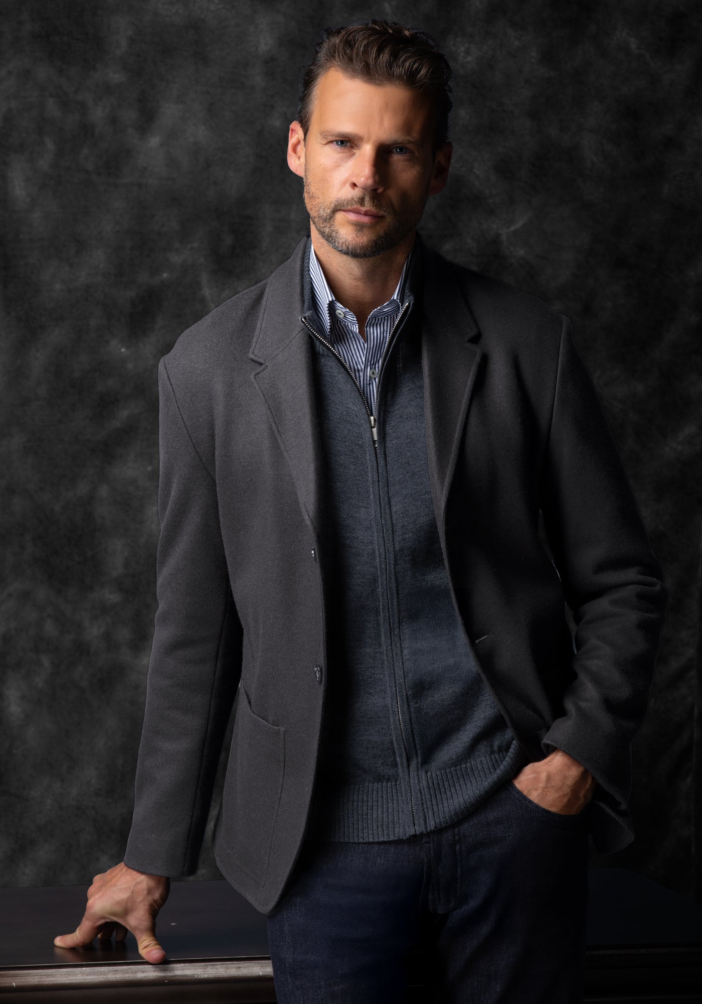 Skylight Grey Boiled Wool Jacket