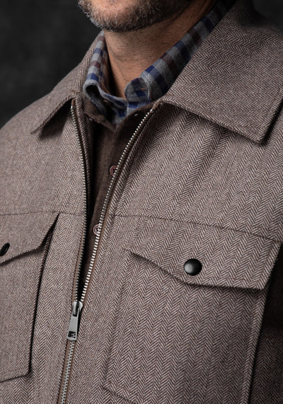 Oak Brown Wool-Blend Bomber Jacket