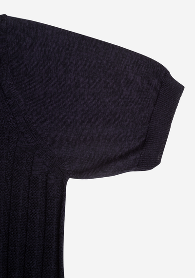 Obsidian Blue Stripe Knitted Polo Shirt