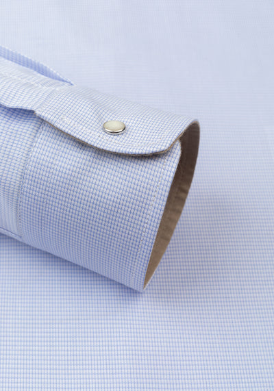Powder Blue Checked Houndstooth Shirt