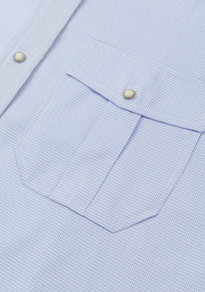 Powder Blue Checked Houndstooth Shirt
