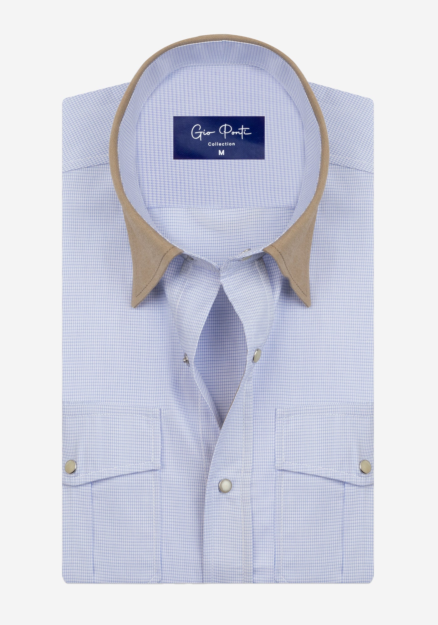 Powder Blue Checked Houndstooth Shirt
