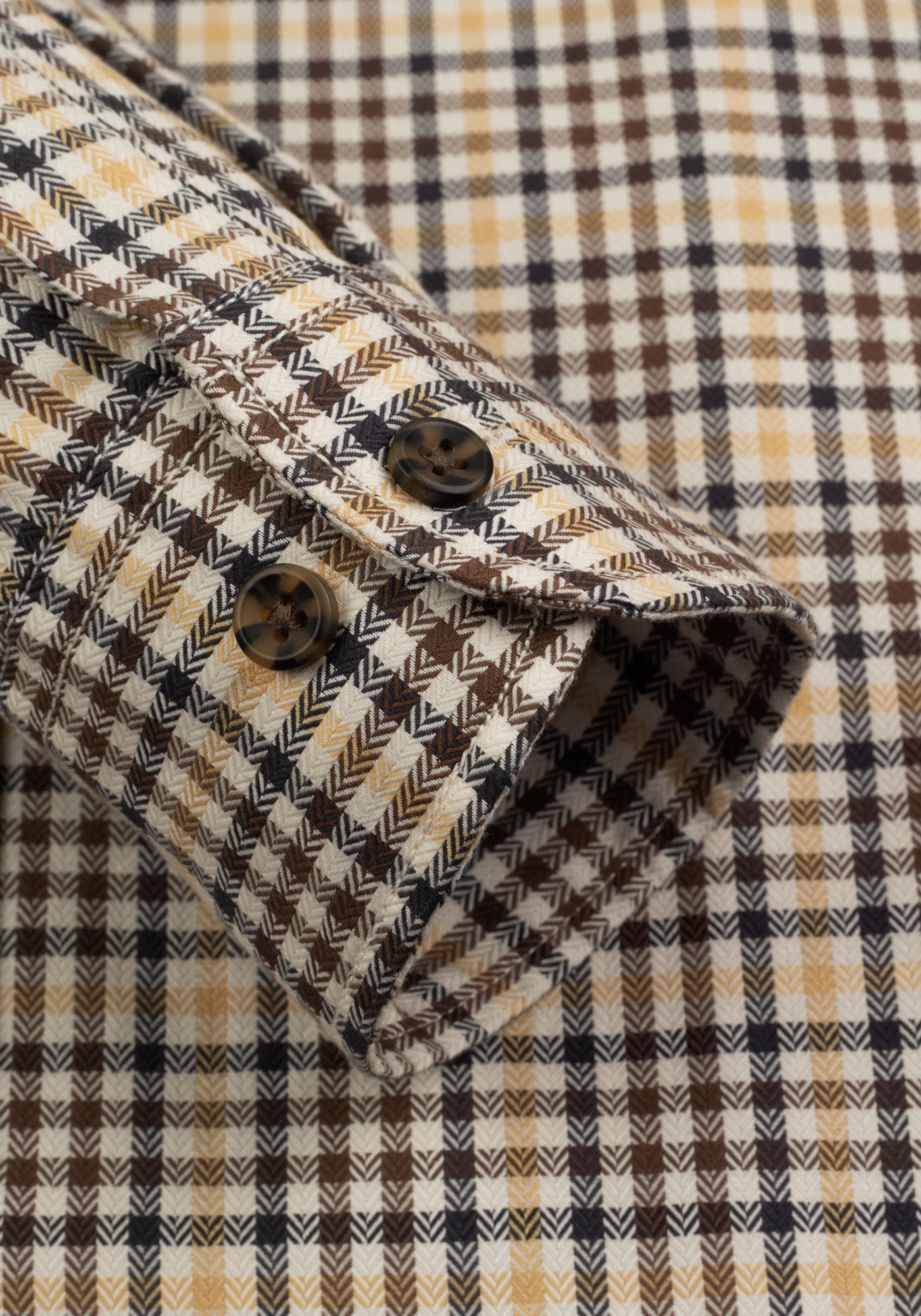 Sand Brown Washed Herringbone Melange Shirt