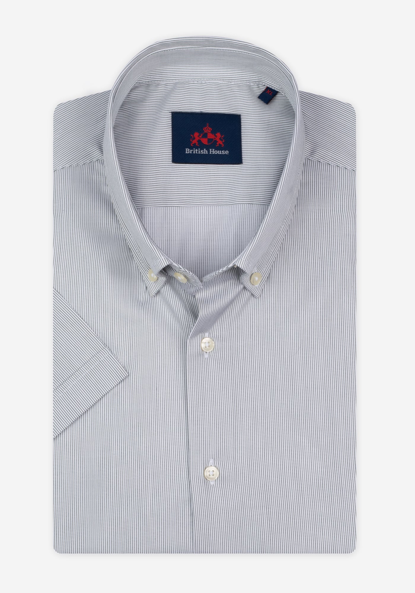 Dull Grey Stripe Piqué Shirt - Short Sleeve