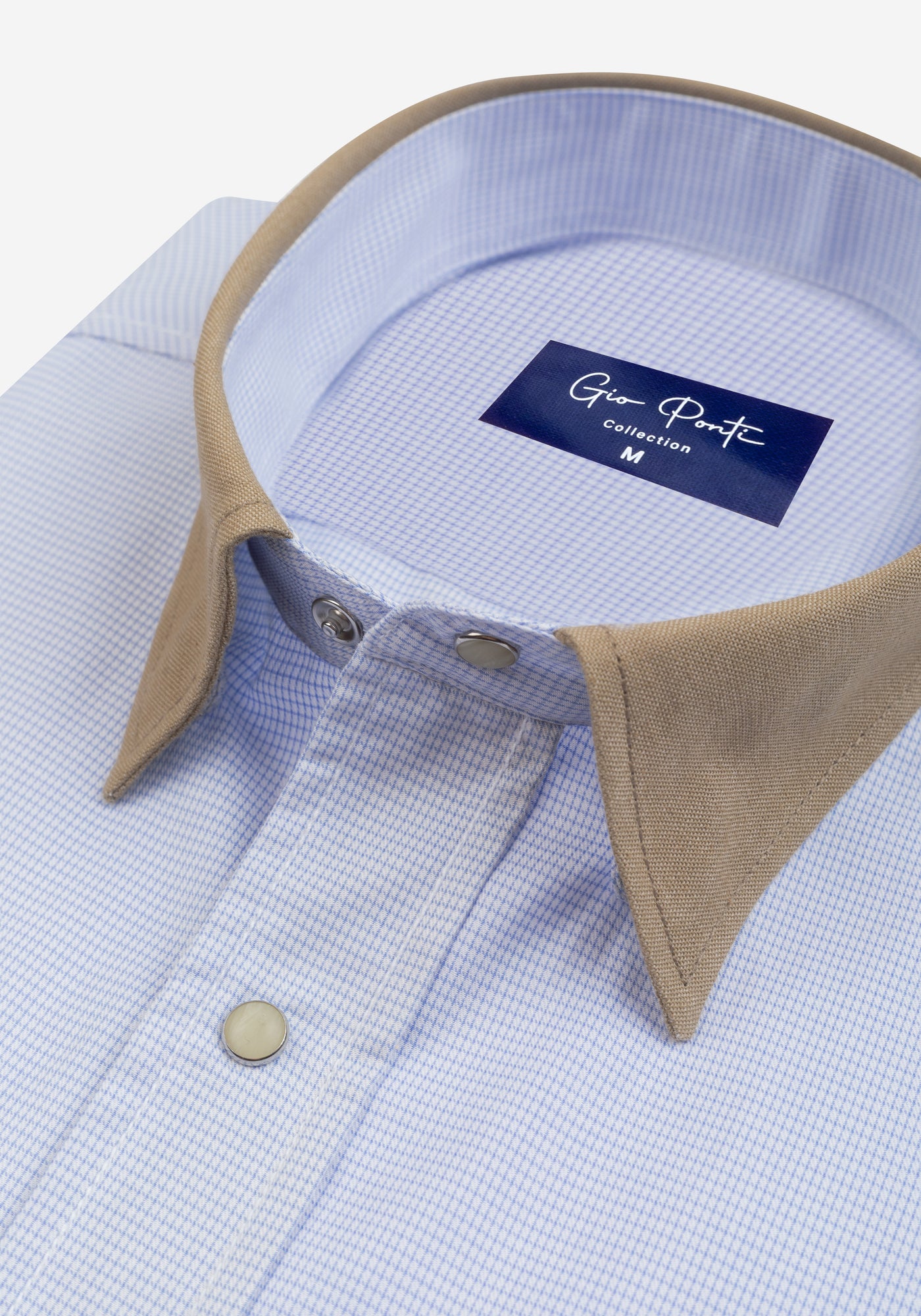 Powder Blue Checked Houndstooth Shirt