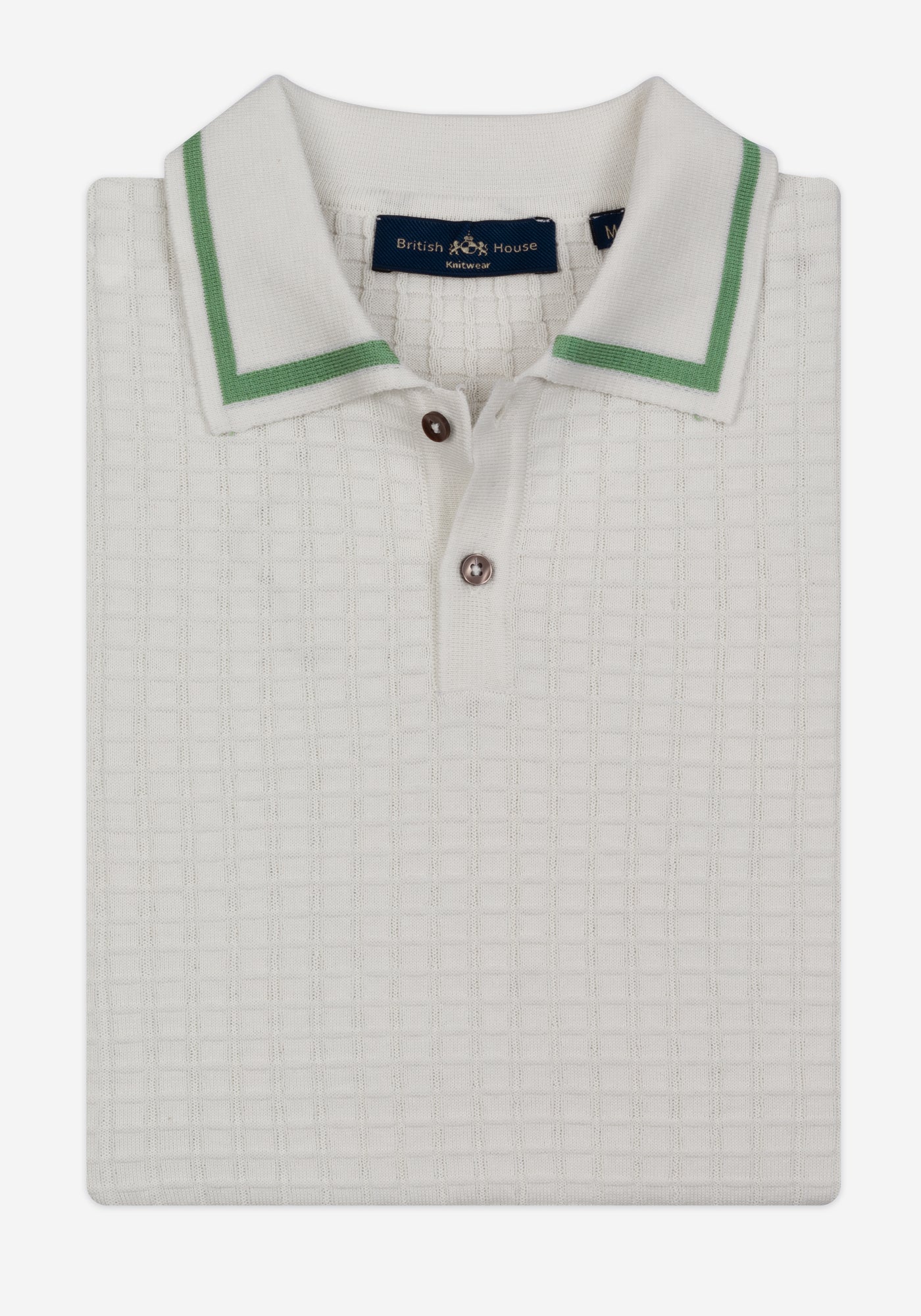 Off-White Puckered Knitted Polo Shirt