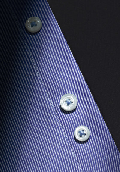 Giza 87 Cotton Silent Blue Stripe Fine Twill Shirt
