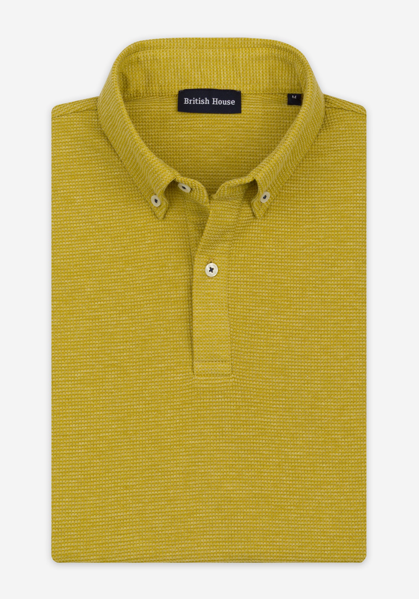 Mustard Yellow Waffle Polo Shirt