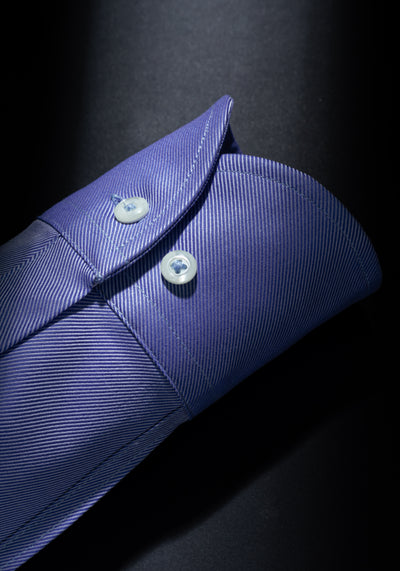 Giza 87 Cotton Silent Blue Stripe Fine Twill Shirt