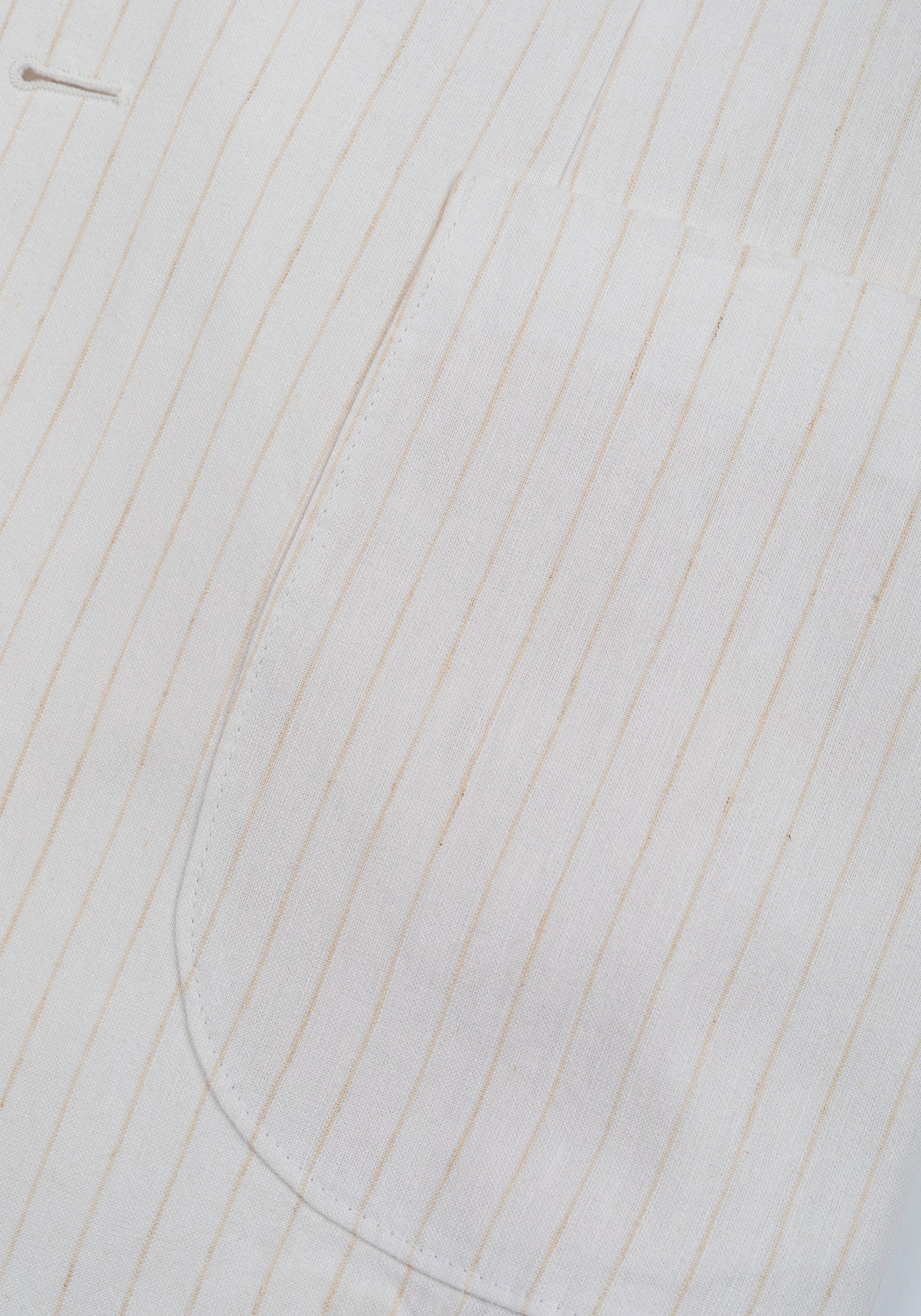White Desert Beige Stripe Cotton Tencel Linen Blazer