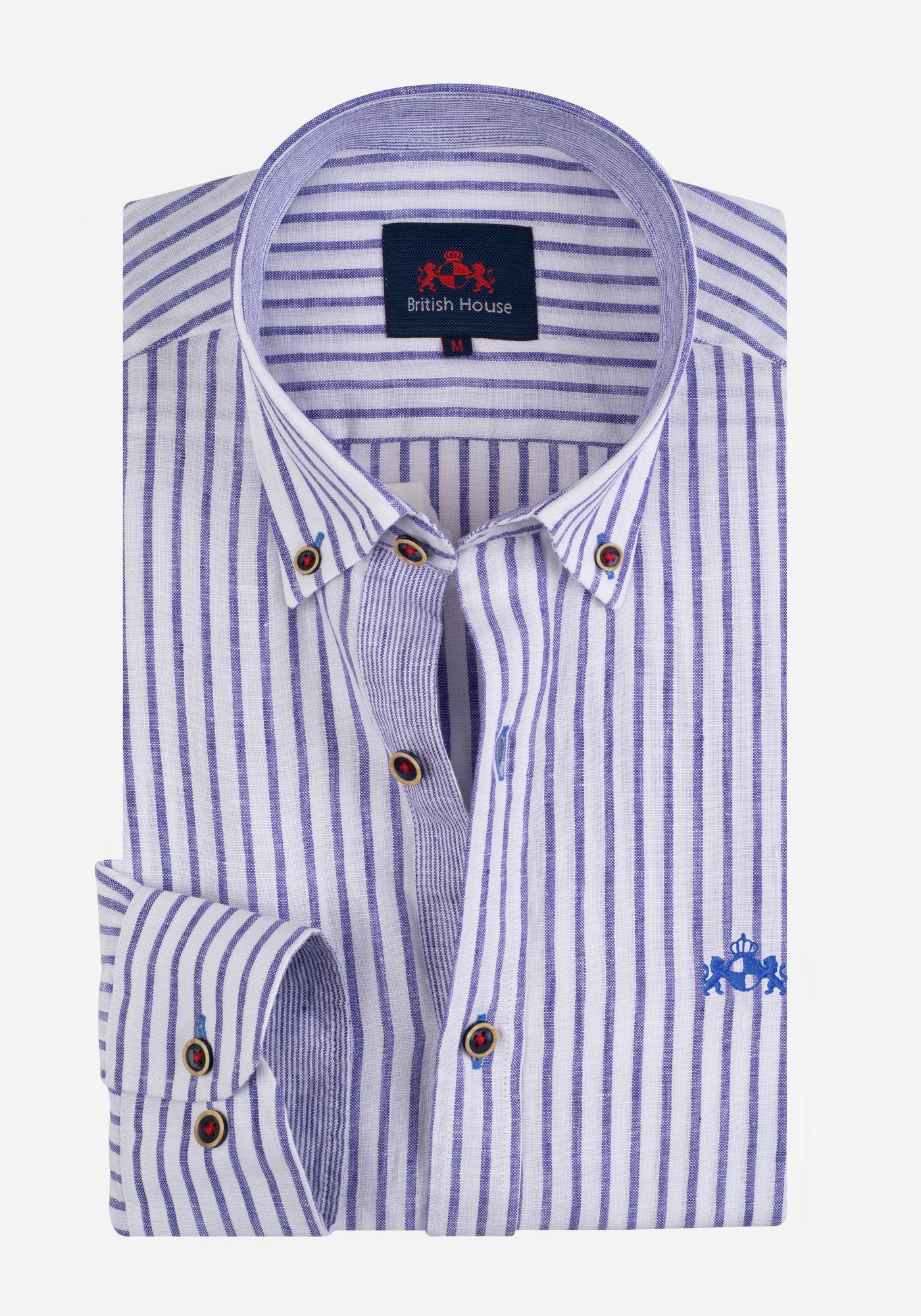 Marine Blue Stripe Belgian Linen Shirt