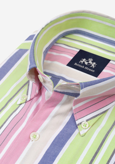 Pastel Parti-Colored Stripe Poplin Shirt