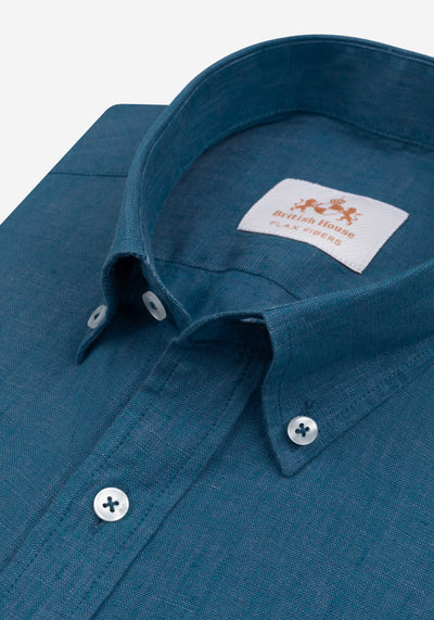 Ocean Teal Belgian Linen Shirt