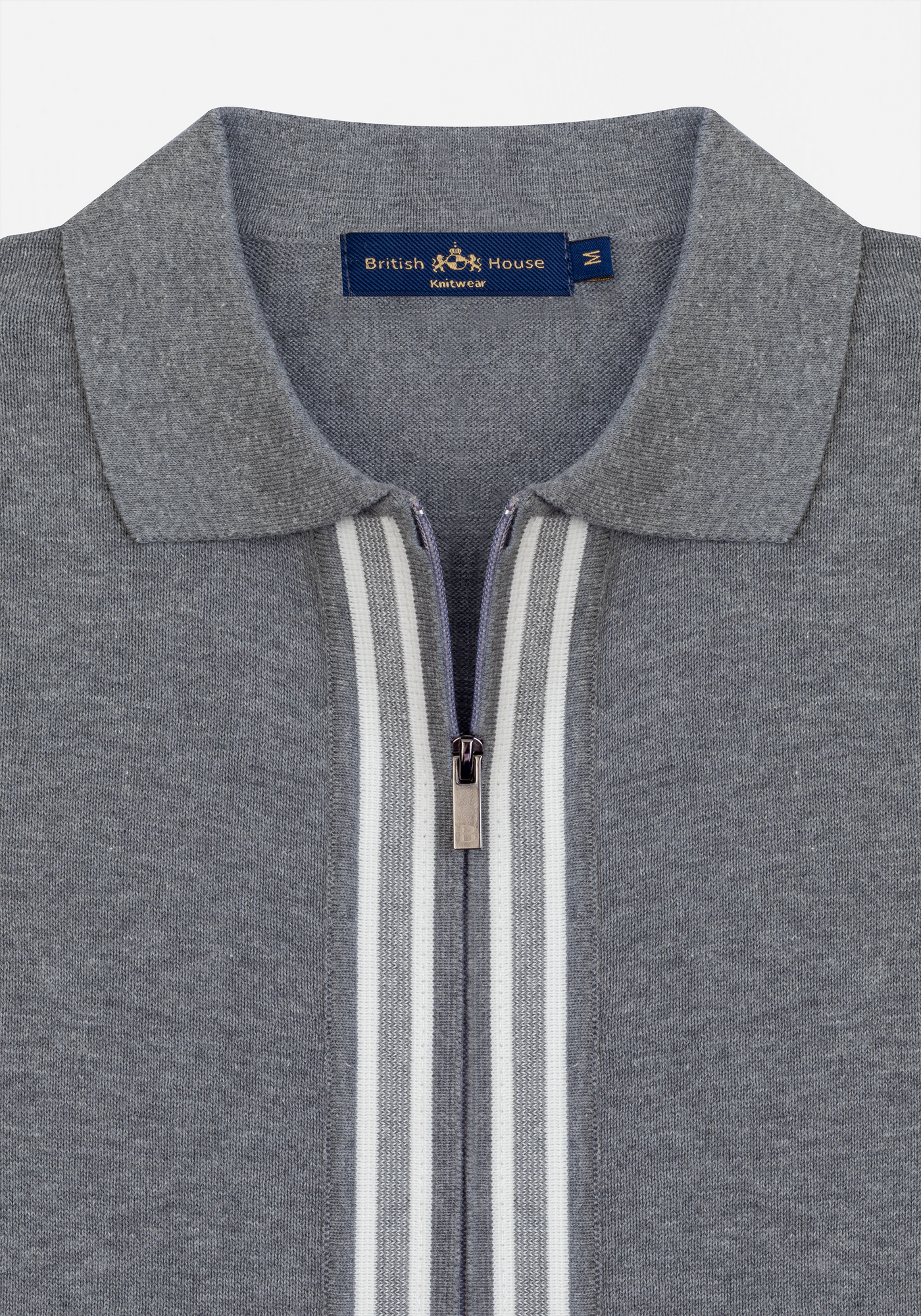 Powder Grey Zip Cotton Pullover