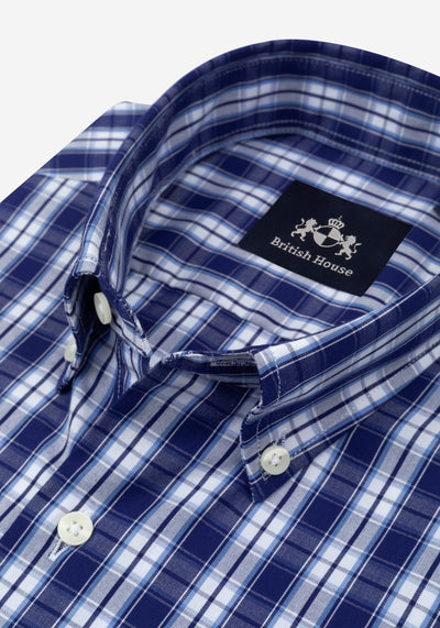 Midnight Navy Checked Poplin Shirt