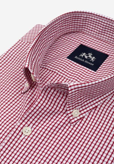 Garnet Red Checked Poplin Shirt