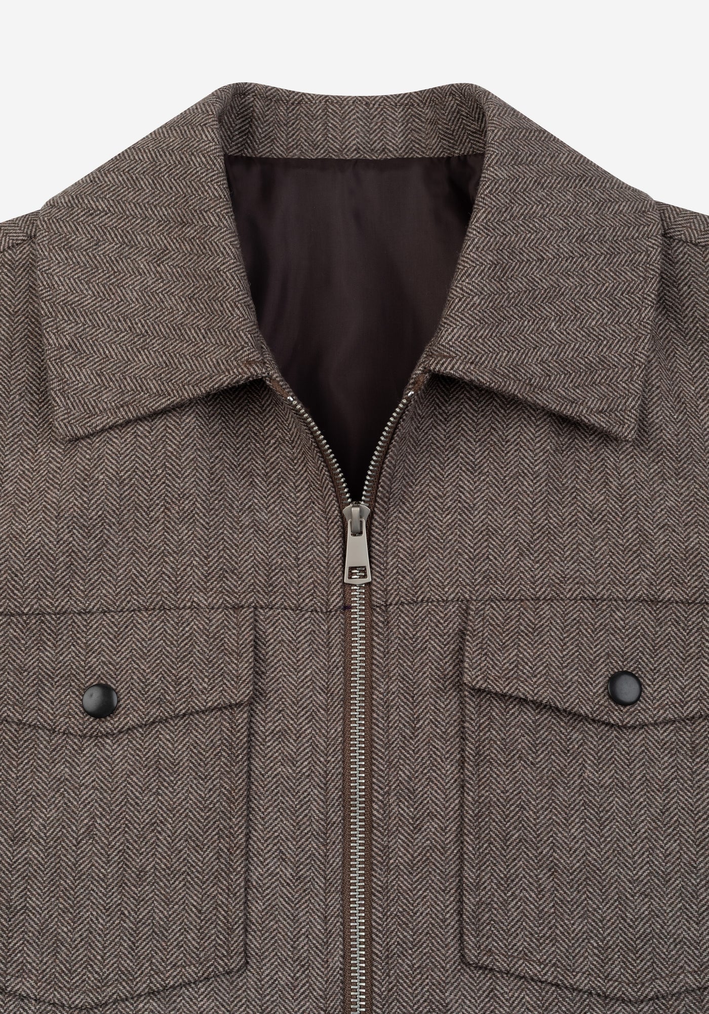 Oak Brown Wool-Blend Bomber Jacket