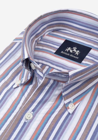 Earthy Parti-Colored Stripe Poplin Shirt