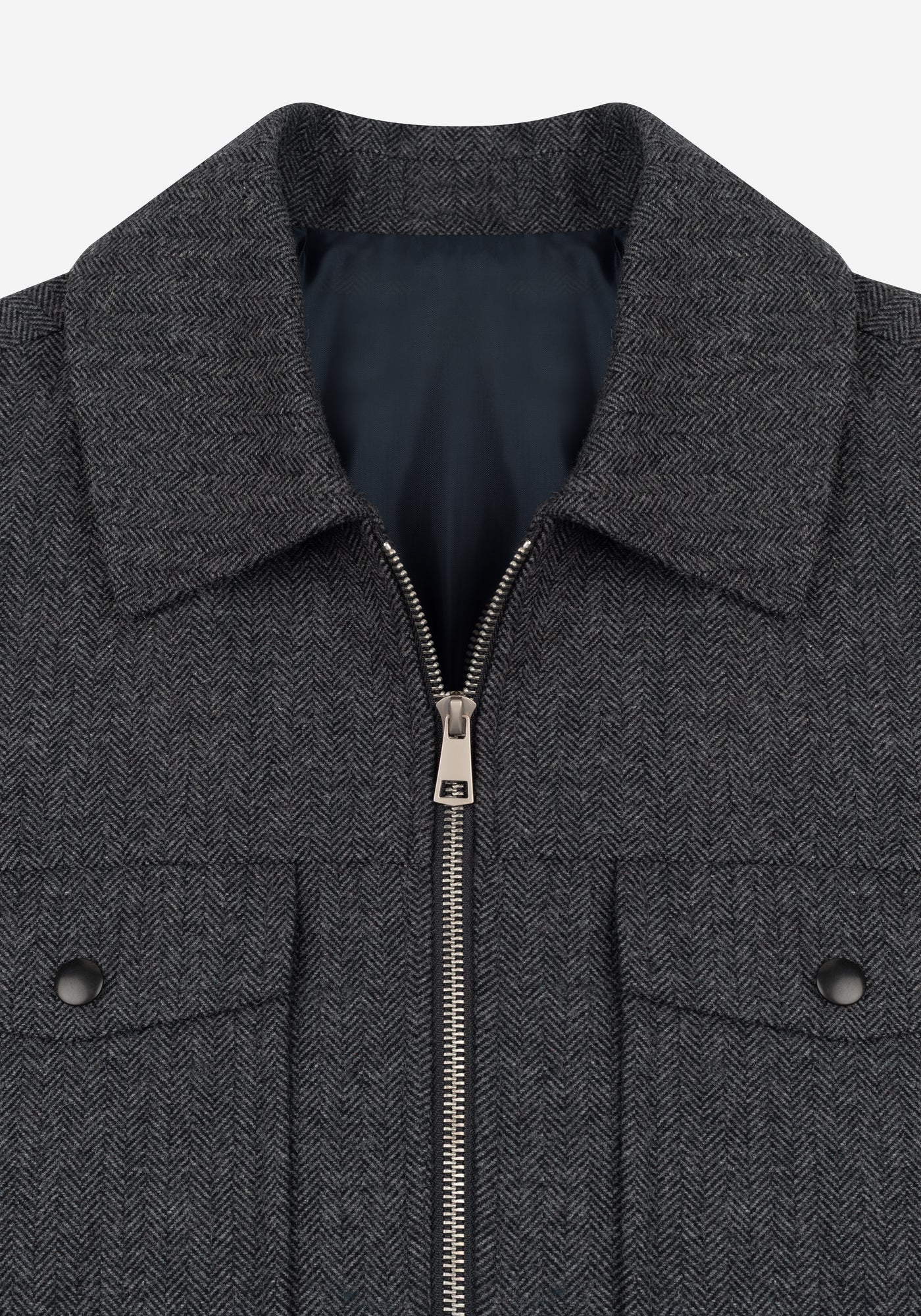 Anthracite Grey Wool-Blend Bomber Jacket