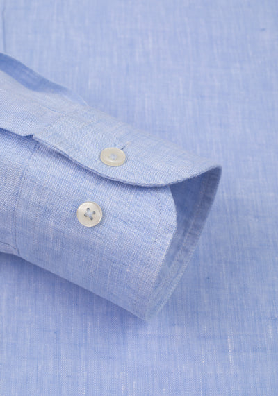 Polar Blue Washed Belgian Linen Shirt