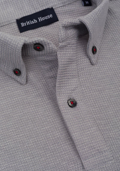 Whisper Grey Waffle Polo Shirt