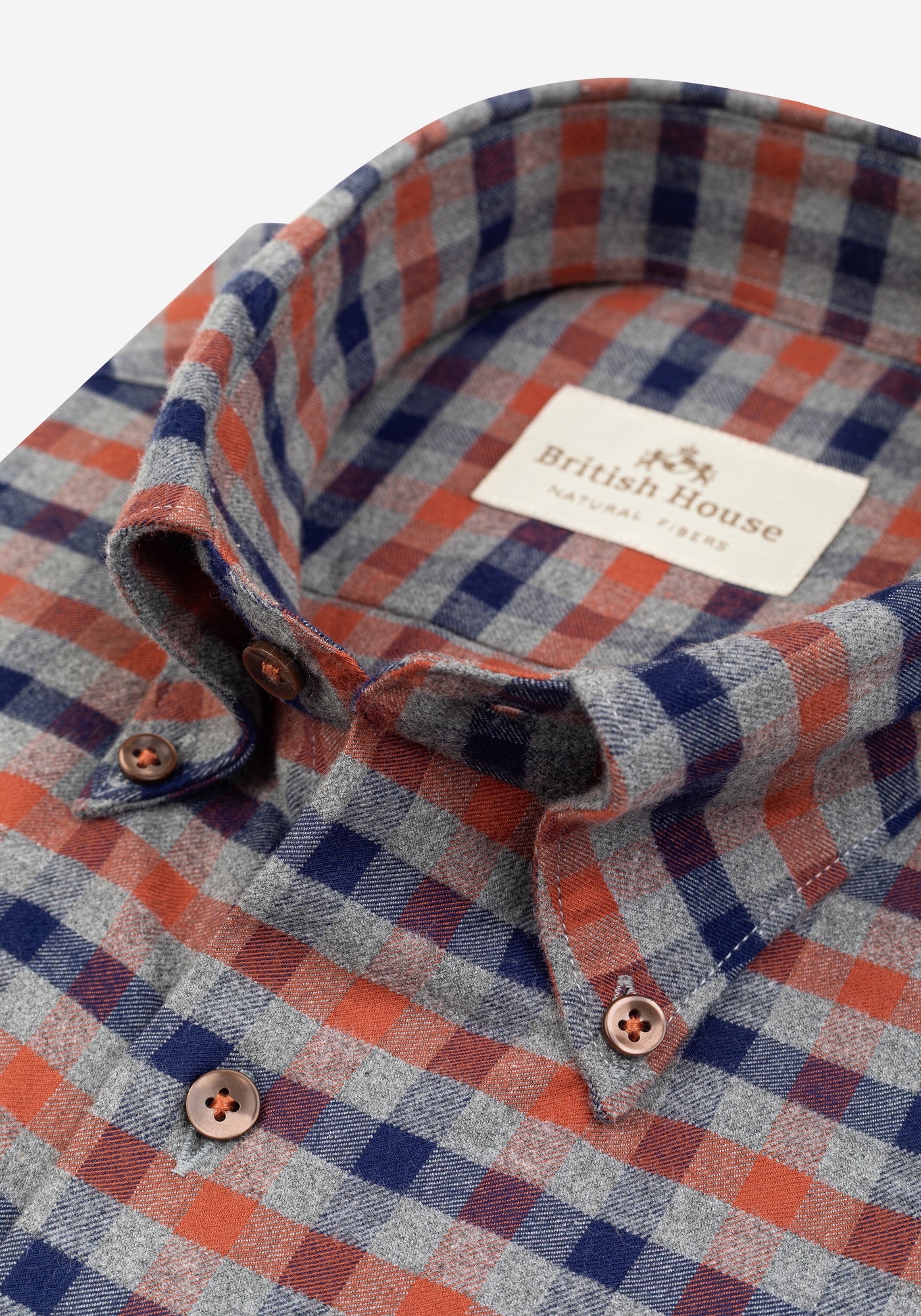 Rust Orange Navy Checked Flannel Shirts
