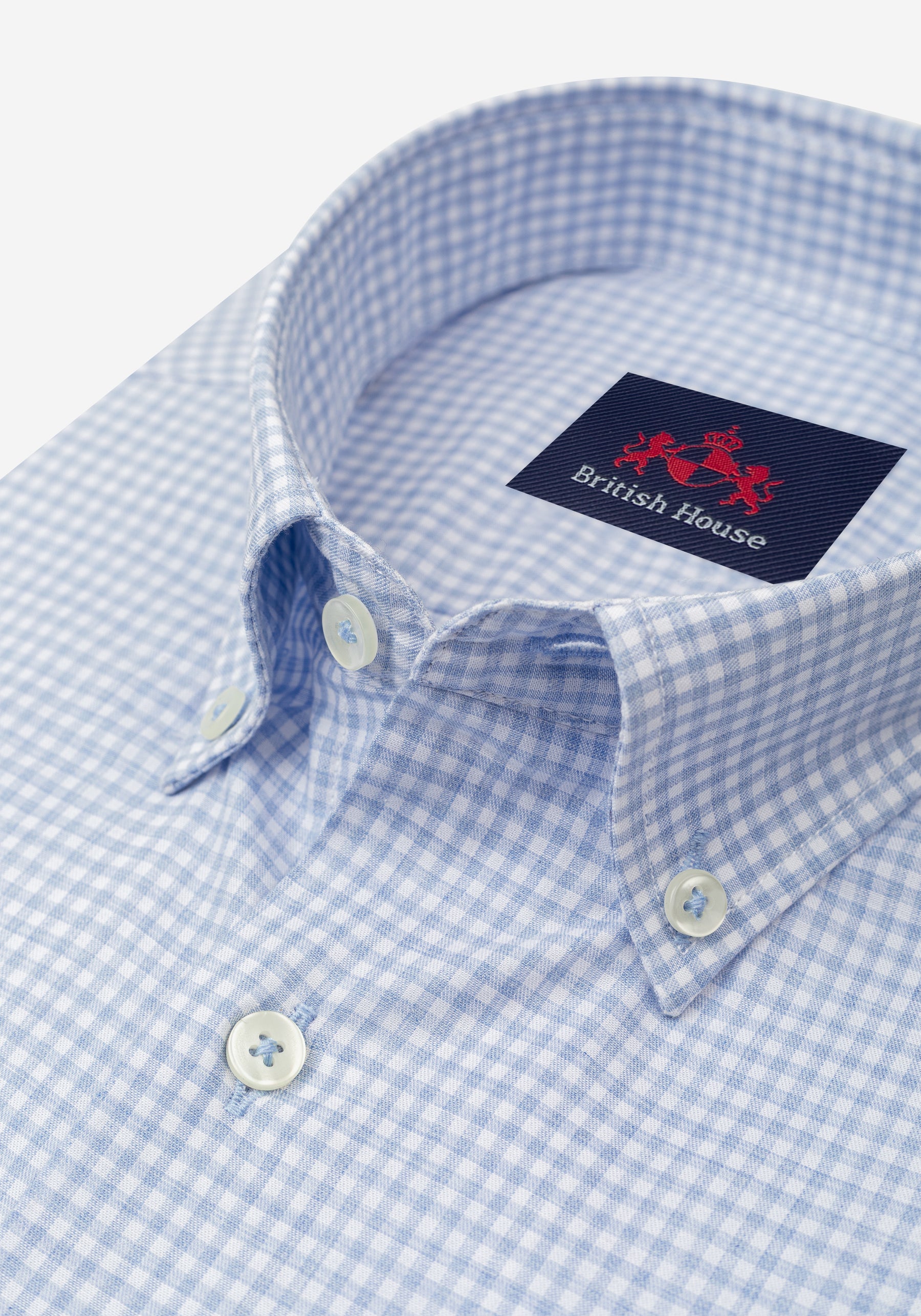 Soft Blue Checked Poplin Shirt