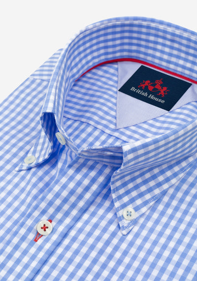 Faded Blue Checked Poplin Shirt