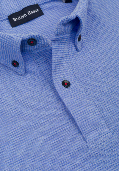 Bayside Blue Waffle Polo Shirt