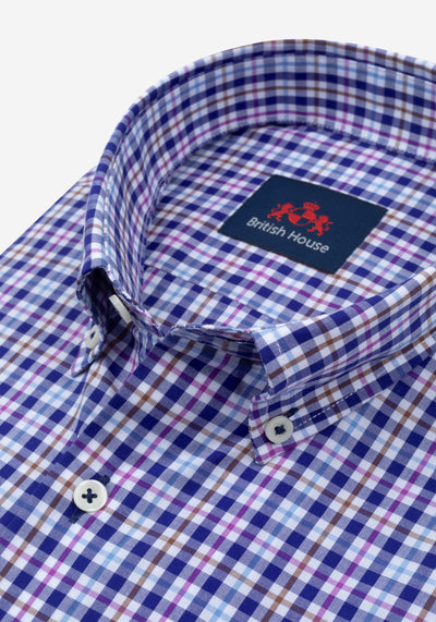 Deep Navy Checked Oxford Shirt