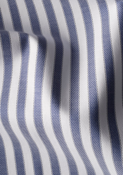 Vintage Blue Stripe Two-Ply Oxford Shirt - Short Sleeve