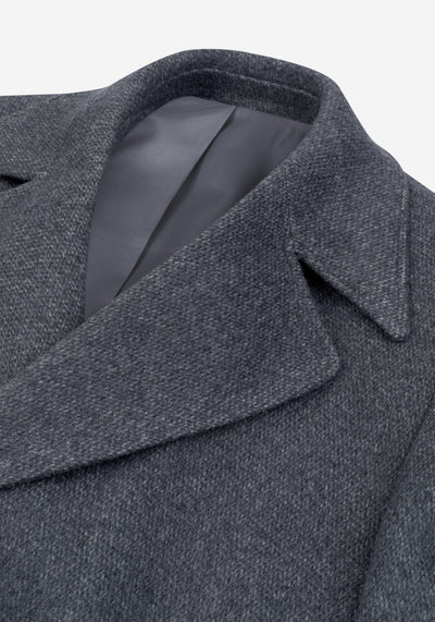 Ice Grey Double-Breasted Poly Coat